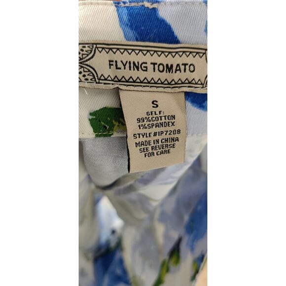 NWOT Flying Tomato Floral Shorts Blue Flowers Sz S High Rise - Picture 5 of 5